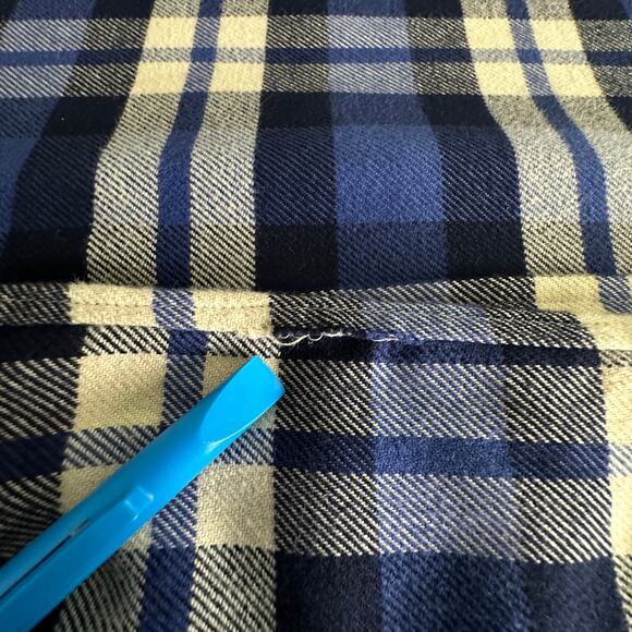 Ralph Lauren Custom Fit Performance Flannel Shirt Large Blue Tartan Plaid Preppy - Picture 6 of 8